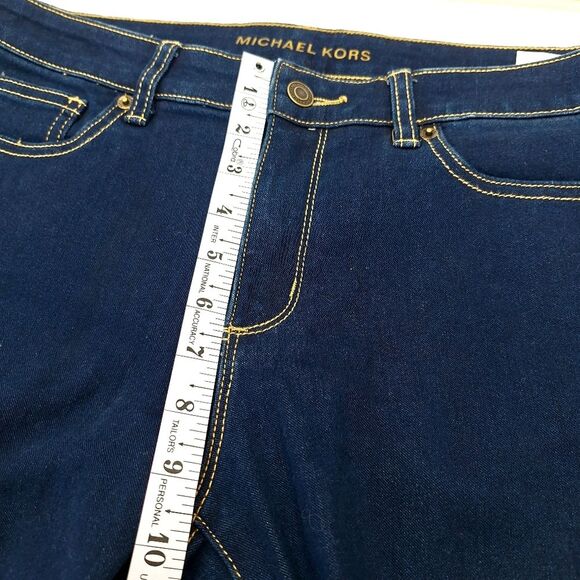 Michael Kors Izzy Skinny Fitted Denim Jeans Mid-Rise Dark Wash Sz 8 - Picture 10 of 13